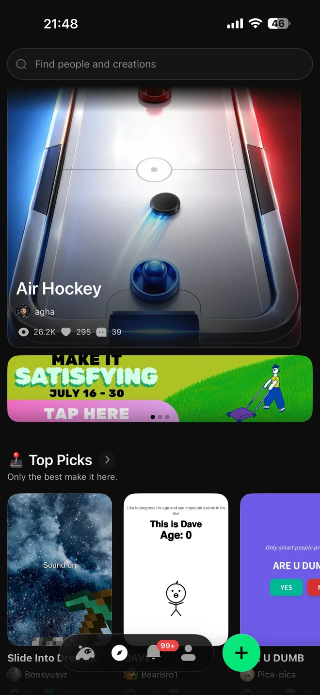 Aippy discovery feed with community creations