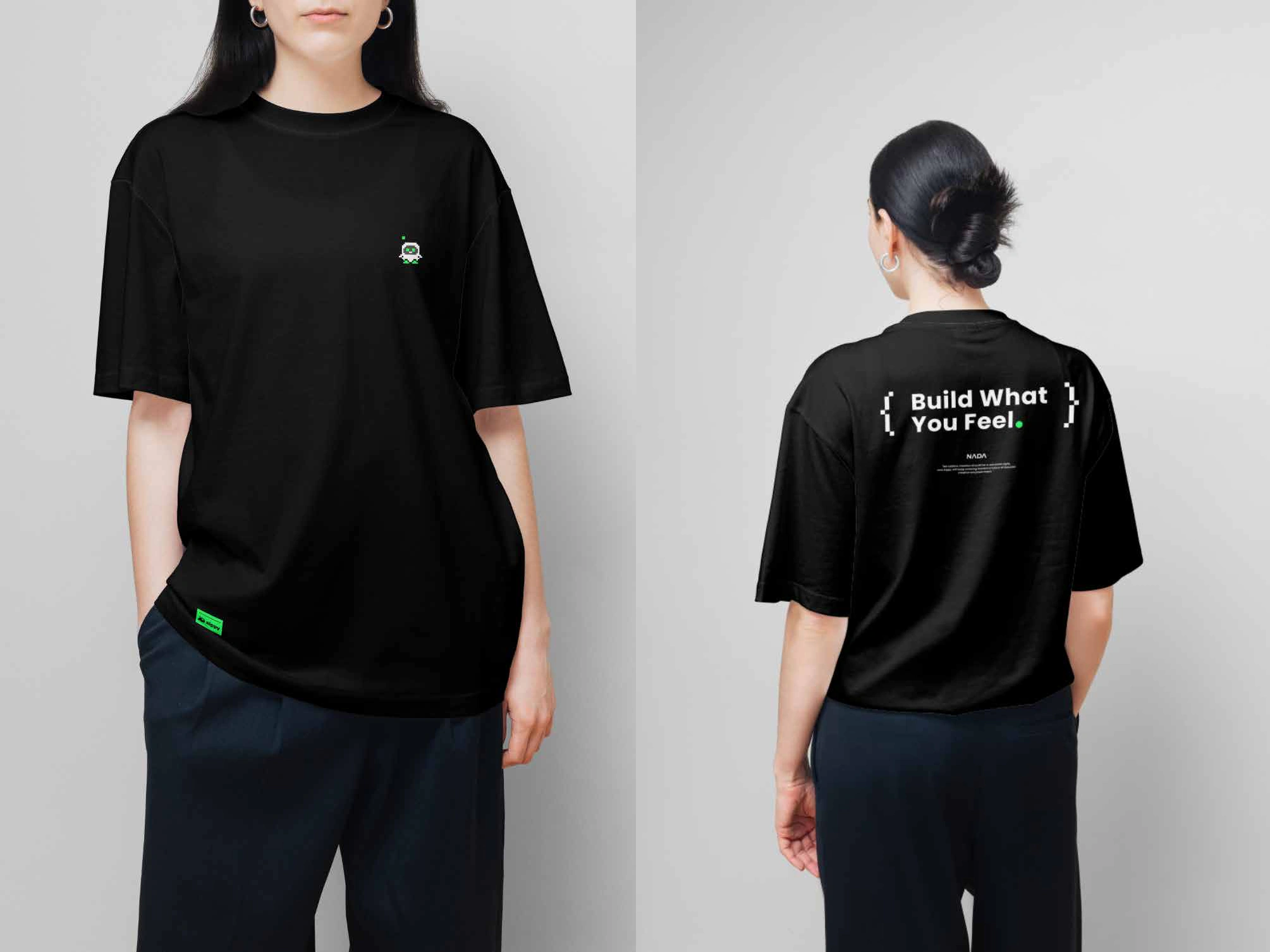 High-resolution front and back views of the selected black Aippy T-shirt