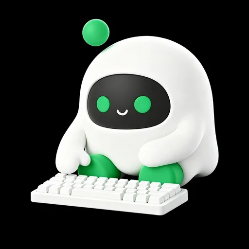 Boopy typing on a white keyboard