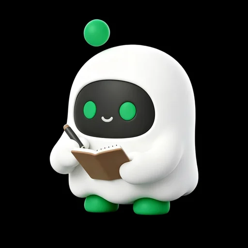 Boopy writing in an open notebook