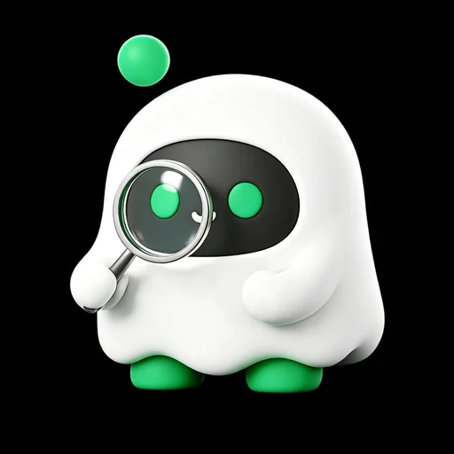 Boopy examining something through a magnifying glass