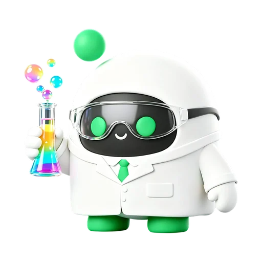 Boopy as a scientist carrying colorful experiments