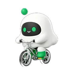 Boopy riding a bicycle