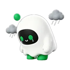 Boopy feeling blue beneath a small rain cloud
